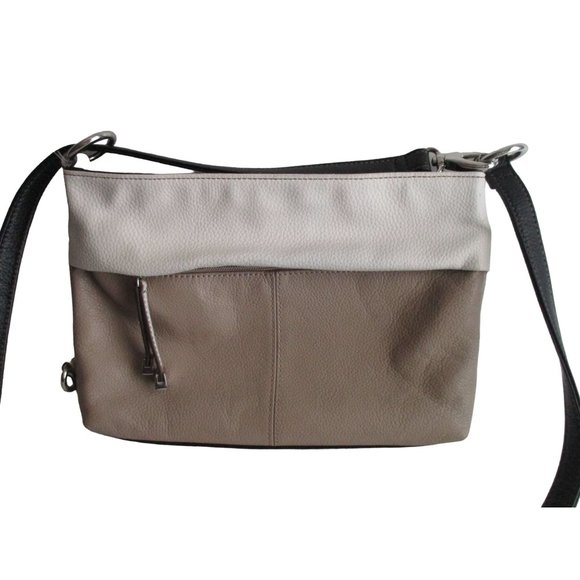 Tignanello Beige Cream Color-blocked Shoulder Bag Black Adjustable Strap - Picture 3 of 8